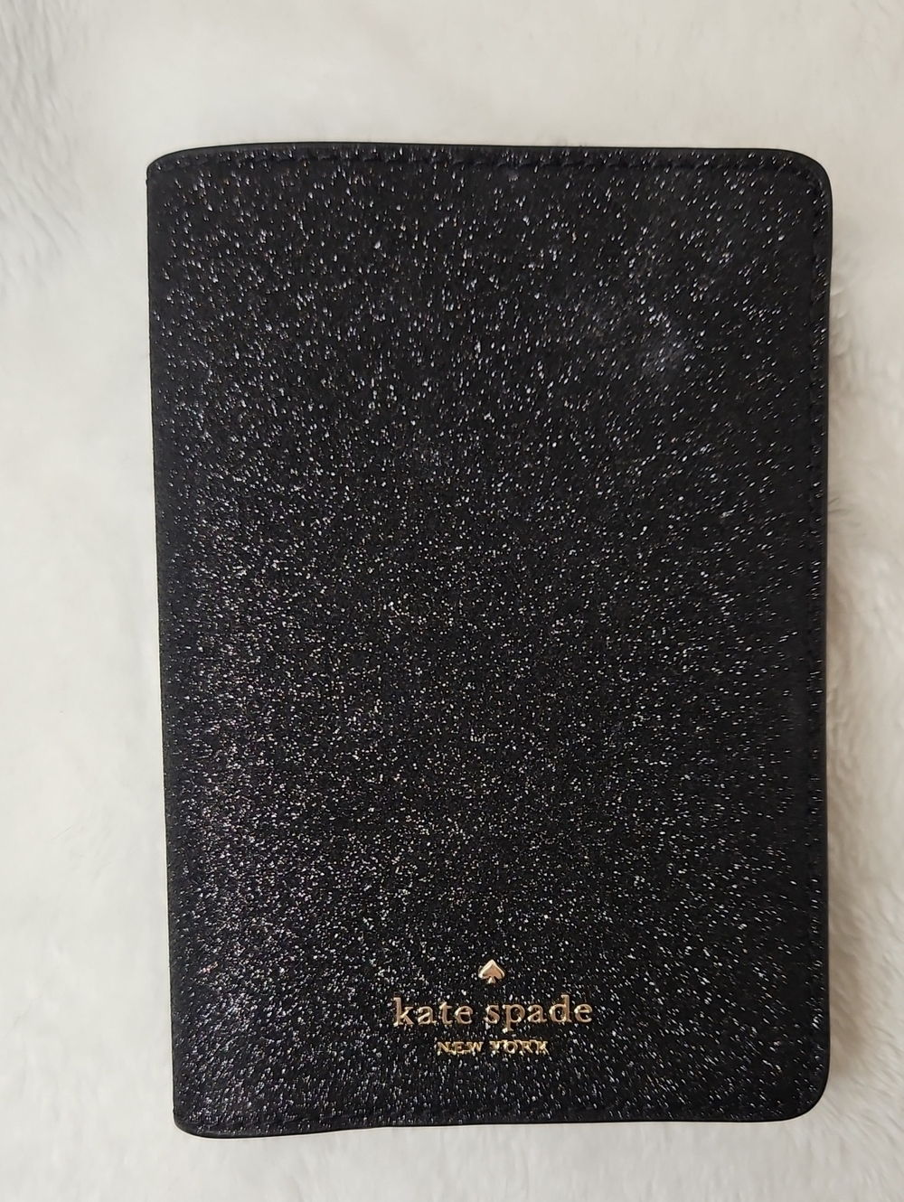 Kate Spade Glitter Fabric Passport Holder Cover Black